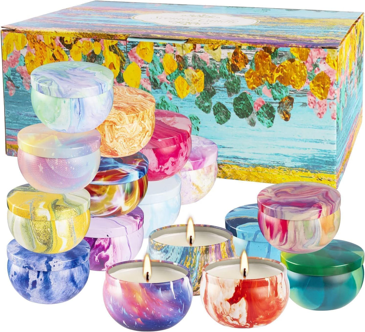 16 Pack Scented Candles Gift Set - 2.5oz Strong Fragrance Natural Soy Wax Candles in Portable