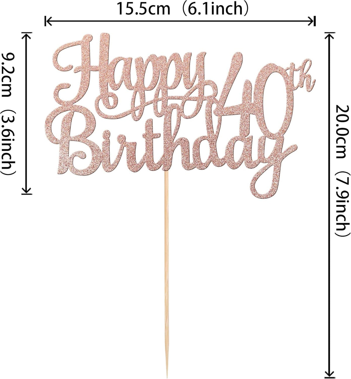 1 PCS Happy 40th Birthday Cake Topper Glitter Cheers to 40 Years Birthday Cake Pick 40 Fabulous