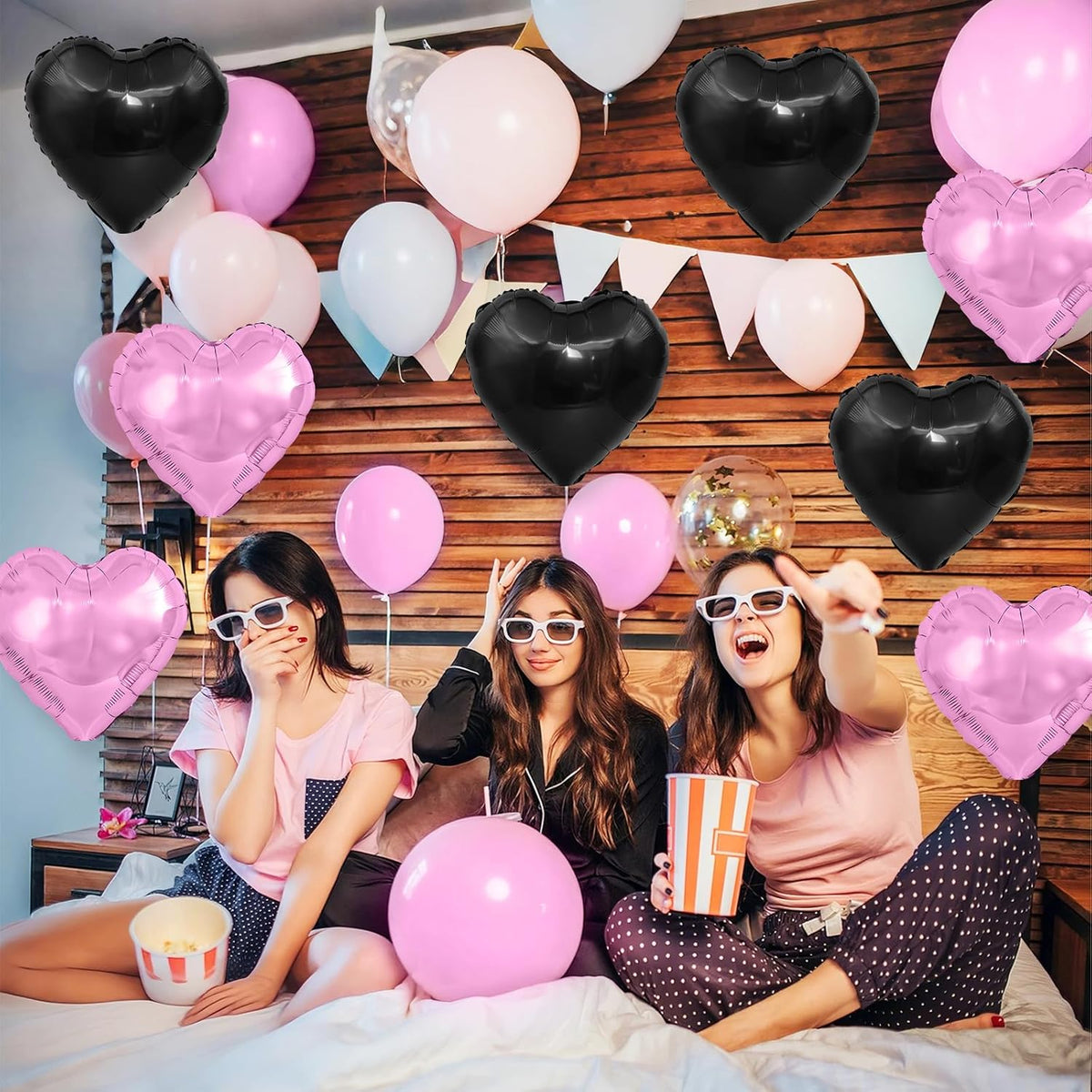 Black Purple Heart Balloons,12Pcs 18Inch Cream Purple Black Heart Shaped Foil Helium Balloons for