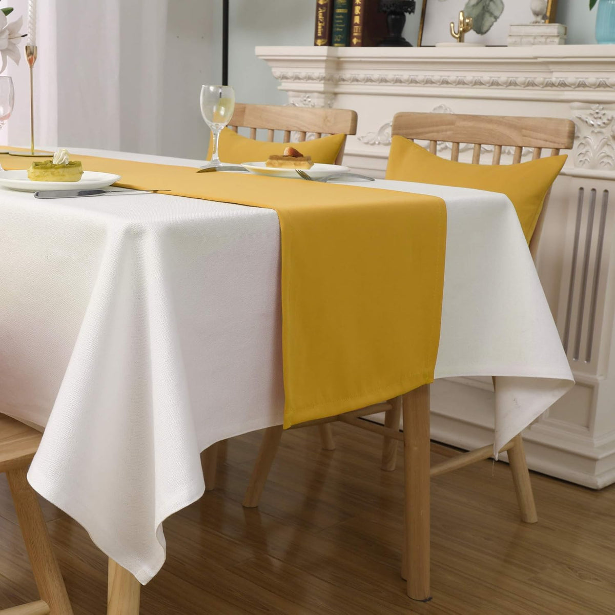 DUALIFE Table Runner Yellow 14 x 72 Inches Long Vivid Fall Yellow Table Runner for Wedding Family
