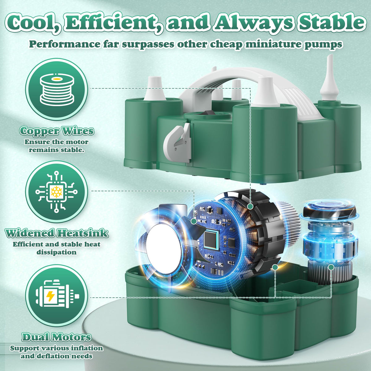 Balloon Pump 4-in-1 Electric Balloon Inflator with Triple Inflating Ports for All Balloons Air