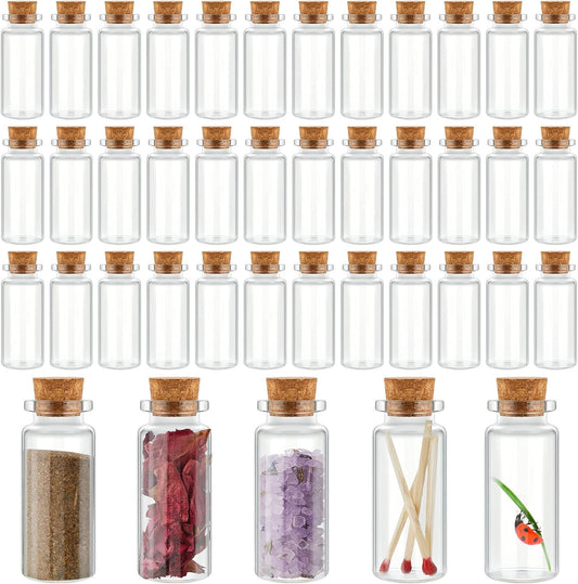 Gerrii 100 Pcs 30 ml Mini Glass Bottles with Wood Cork Stoppers, Mini Potion Glass Vials Small