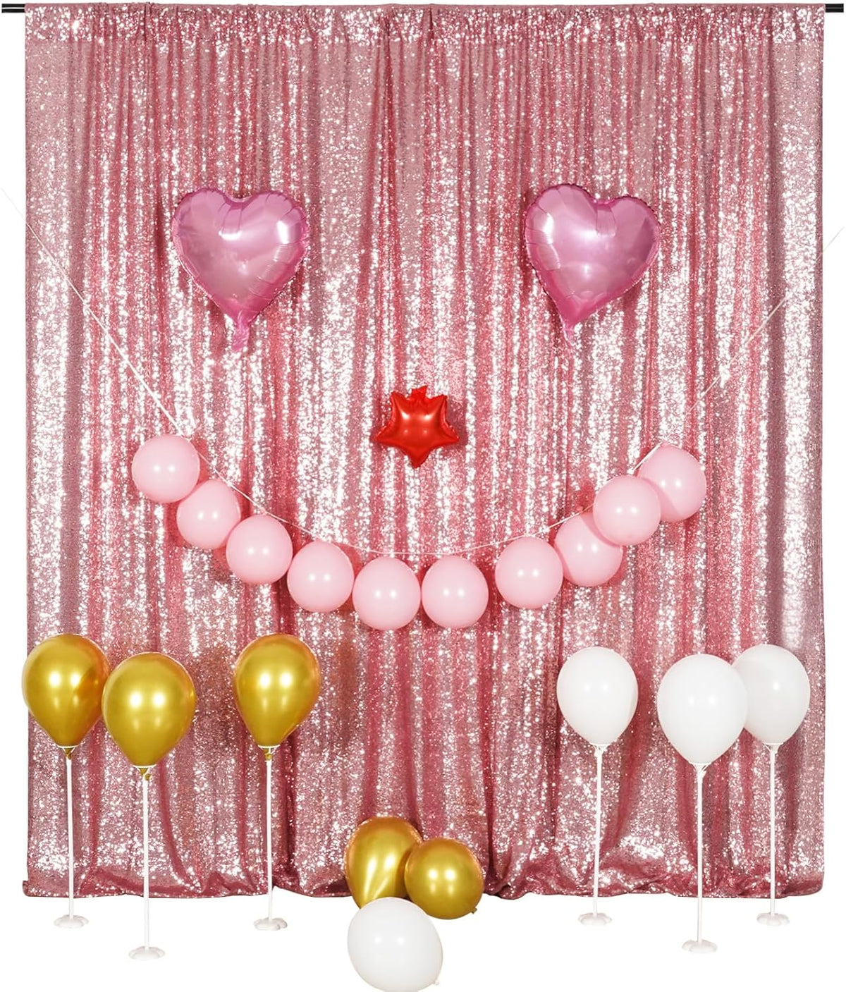 Poise3EHome Fuchsia Pink Sequin Backdrop,8FT x 10FT Sequin Photography Backdrop Curtain for Party