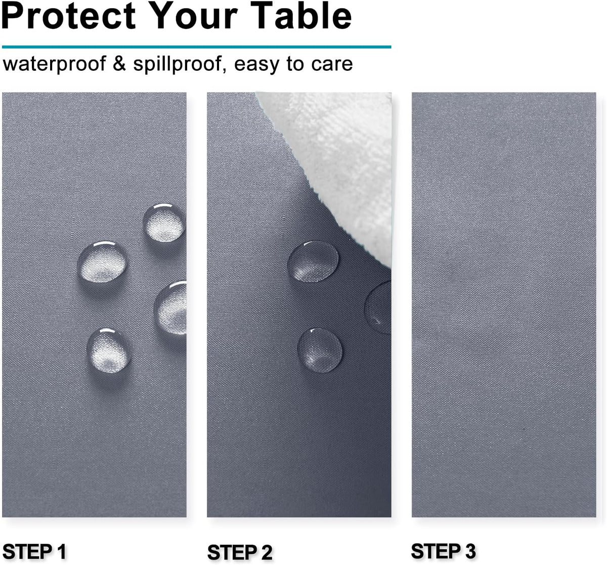 Hiasan Light Gray Rectangle Tablecloth - Waterproof Spillproof and Wrinkle Resistant Washable
