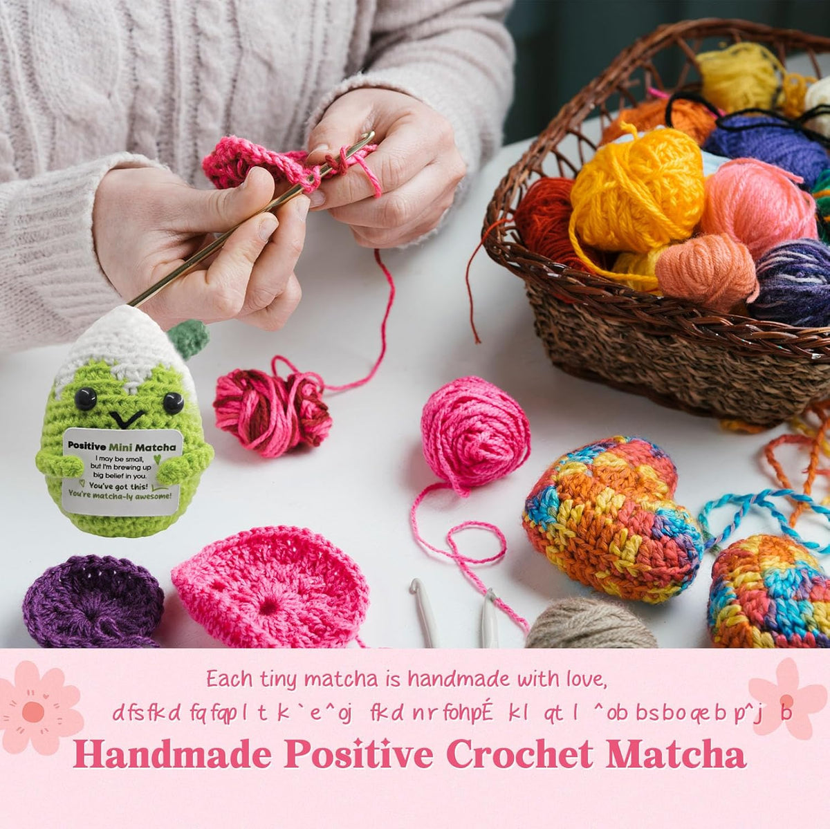 Handmade Matcha Companion Crochet Gift - Motivational Present for Her,Colleague,Friends,Matcha