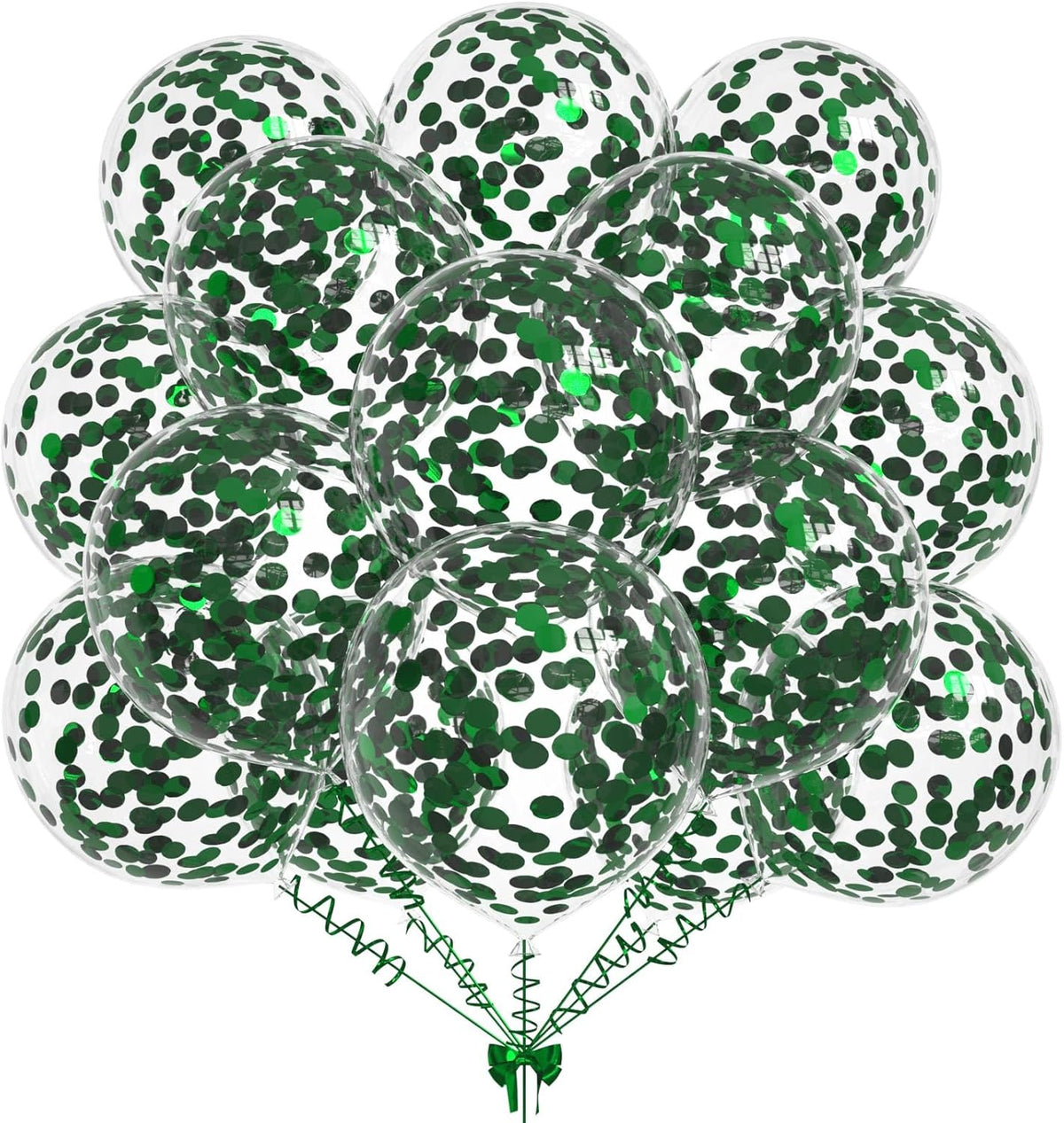50pcs Dark Green Foil Confetti Balloons,12 inch Latex Balloon with Dark Green Confetti Inside for