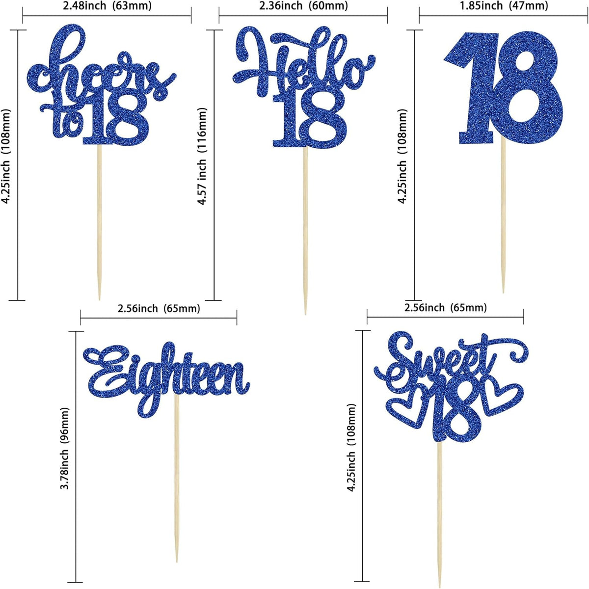 30Pcs18th Birthday Cupcake Toppers Eighteen Happy 18th Cupcake Picks Sweet 18 Cheers to 18 Cake