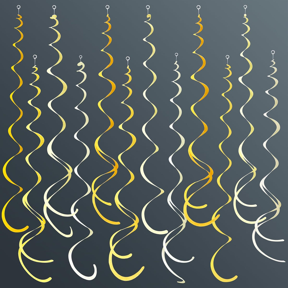36Pcs Yellow Hanging Swirl Decorations Ombre Yellow Felt Swirl Streamer Spiral Ceiling Decoration