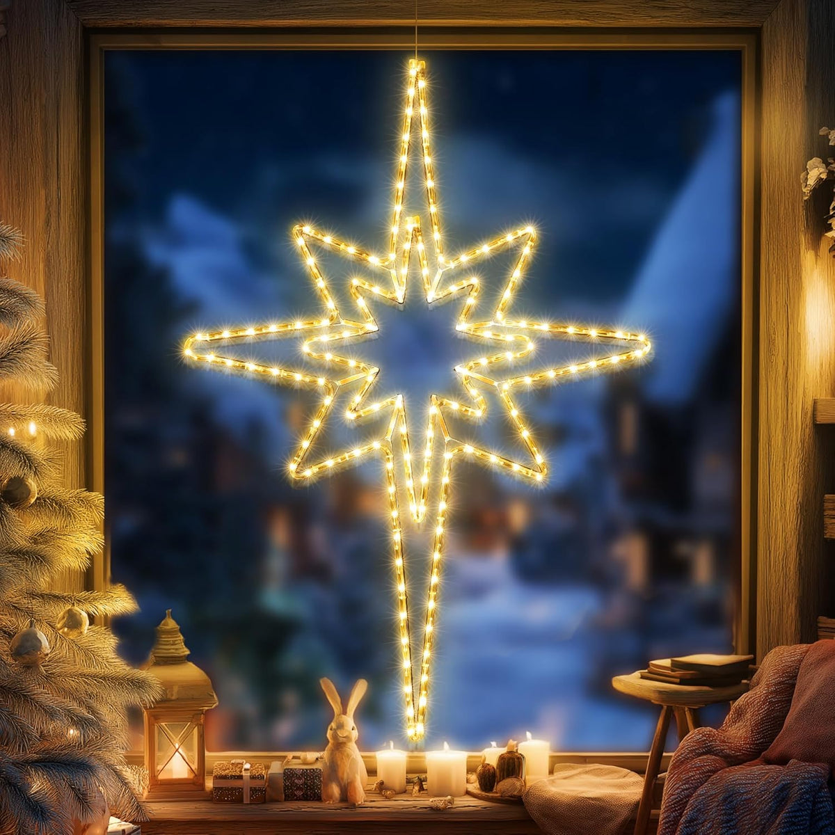 Christmas 45'' Bethlehem Star Lights Decoration - 141LED Outdoor Waterproof Christmas LED North