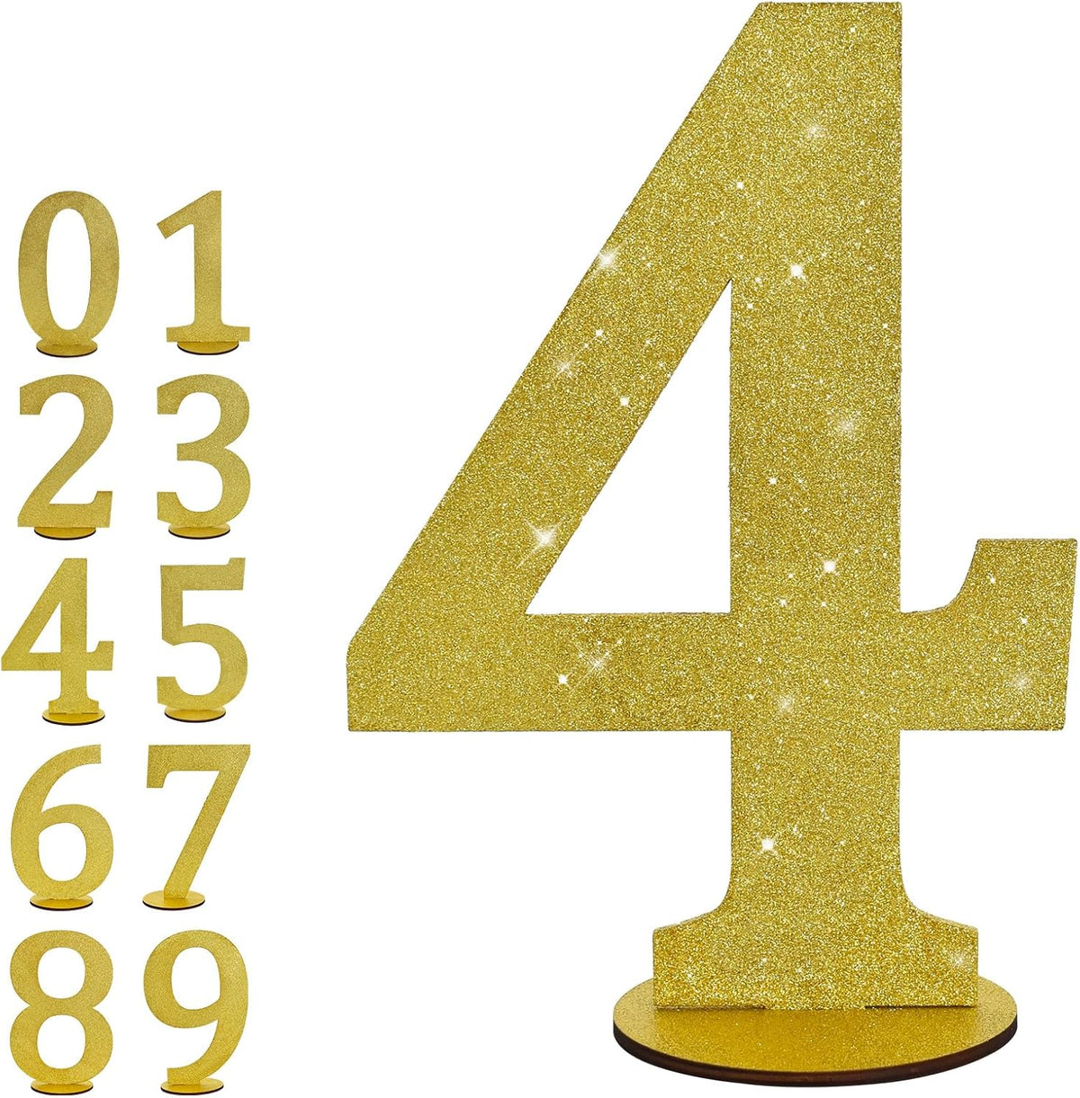 TONIFUL 11.8 Inch Gold Glitter Numbers Table Centerpieces 0-9 Birthday Party Decorations,Shining