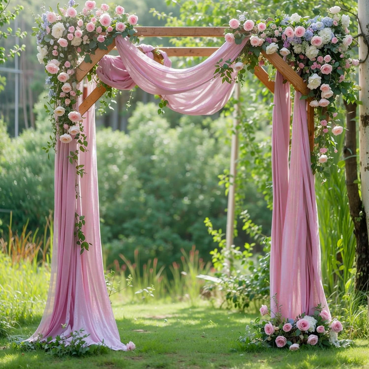 Wedding Arch Draping Fabric, 1 Panel 28" x 19Ft Dusty Rose Arch Drapes Sheer Backdrop Curtain for