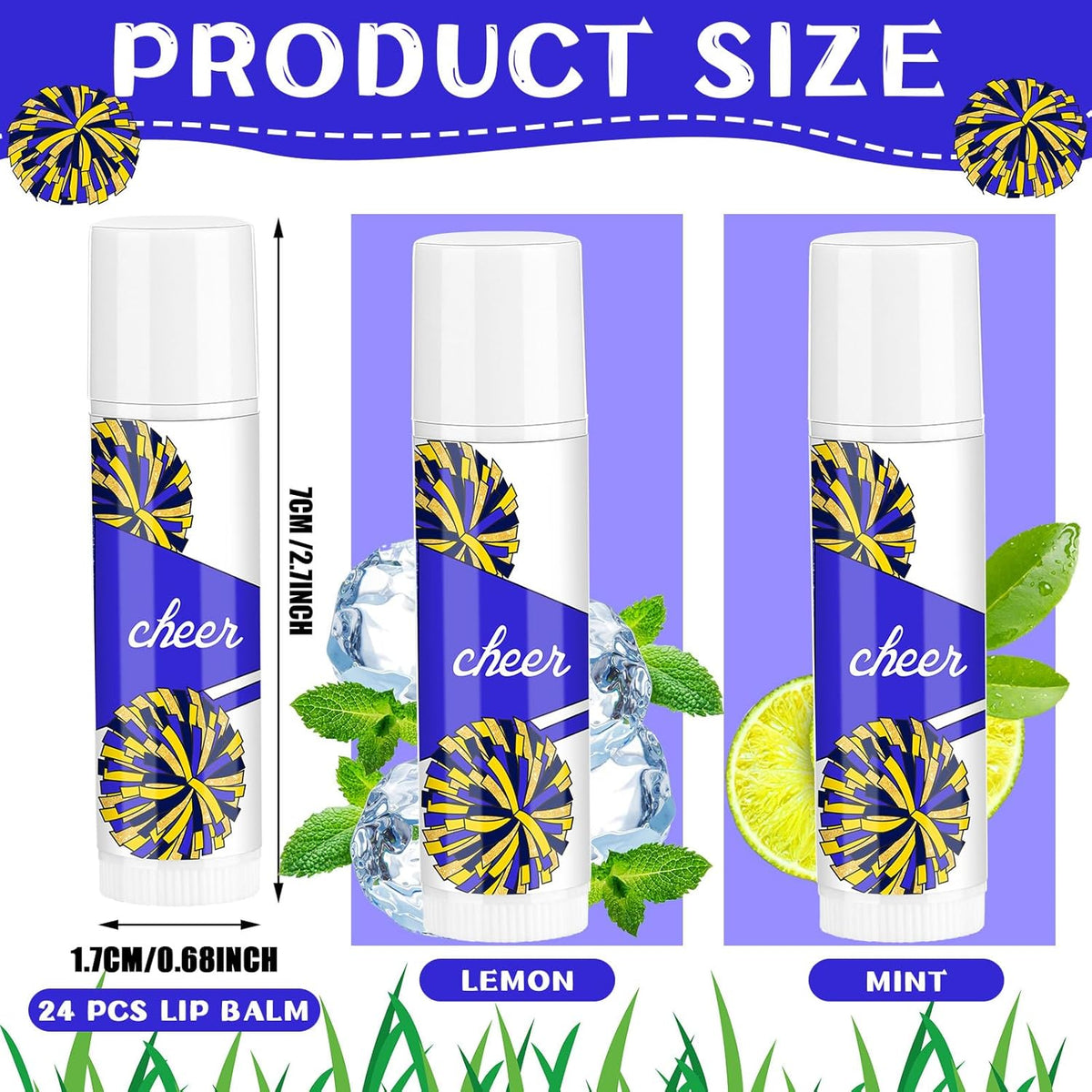 24 Pcs Cheer Lip Balm Cheer Teams Camp Gifts Pom Pom Leaders Party Favors Gear Lip Balm Mom Gift