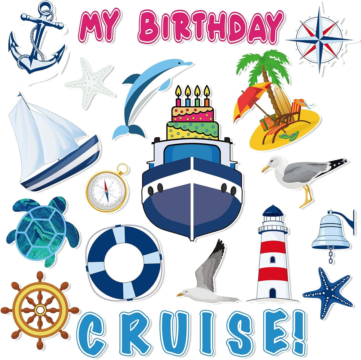 Xuhal 25 Pcs Birthday Cruise Door Magnets Decorations Funny Cruise Ship Door Magnets Magnetic