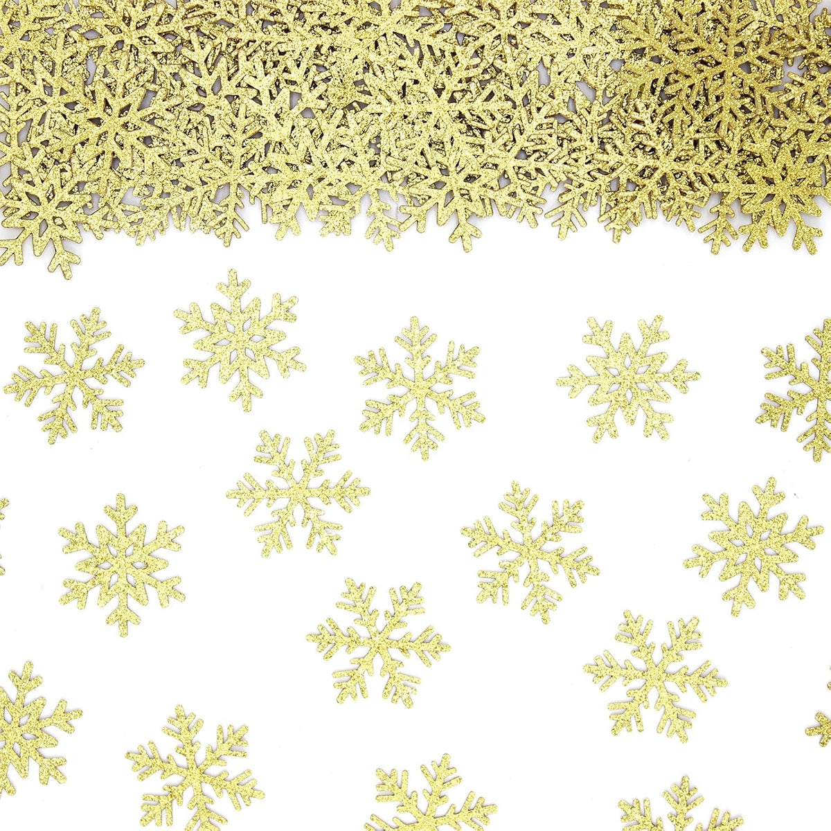 200PC Snowflake Party Decorations Gold Glitter Christmas Confetti Paper Snowflakes Table Confetti