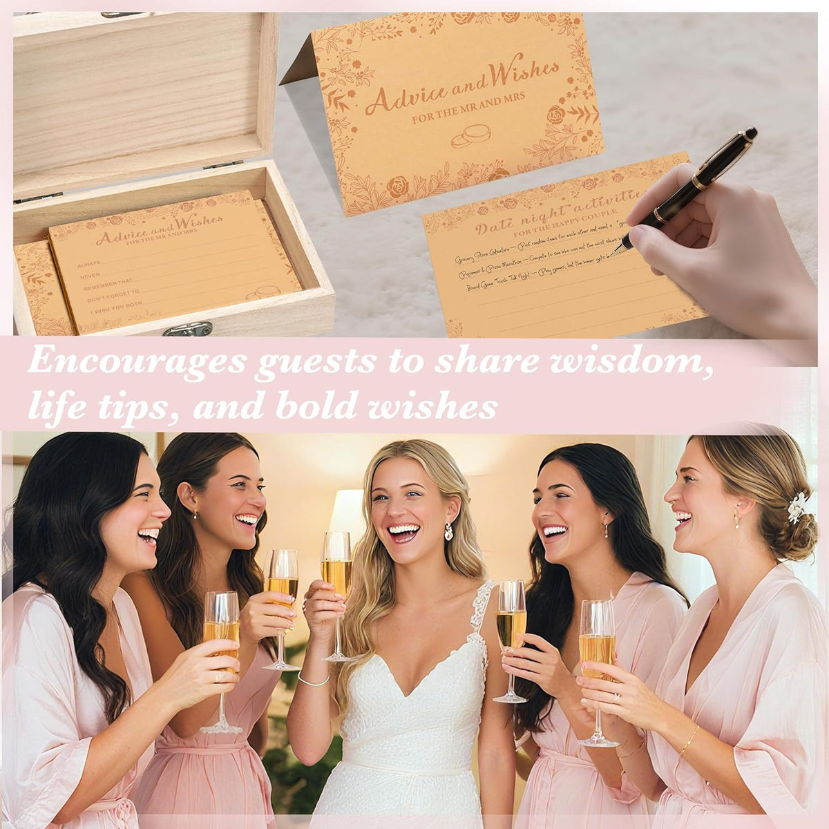 Advice And Wishes For The Mr And Mrs, Wedding Advice Cards For Bridal Shower Decorations, Bridal