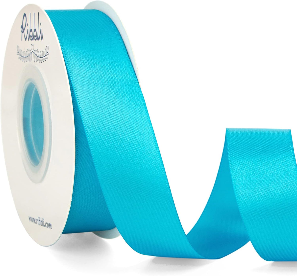 Ribbli Turquoise Blue Double Faced Satin Ribbon,1” x Continuous 25 Yards,Use for Bows Bouquet,Gift