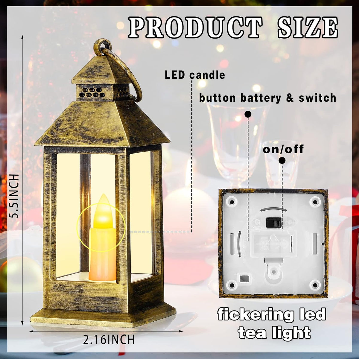 Hoolerry 24 Set Halloween Mini Lanterns with LED Candles 5.5'' Decorative Hanging Small Vintage