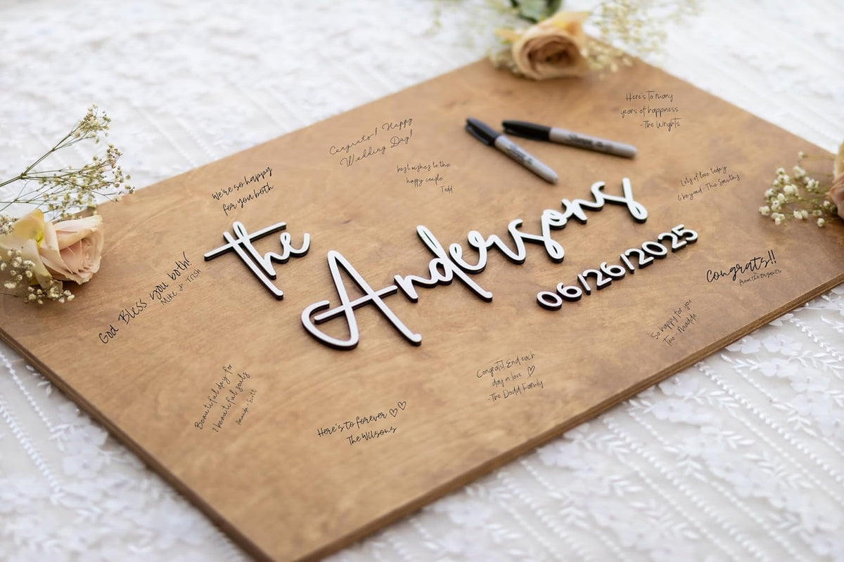 Personalized Last Name Guest Book, Unique Guest Book Sign, Custom Alternative Guest Book, Wooden