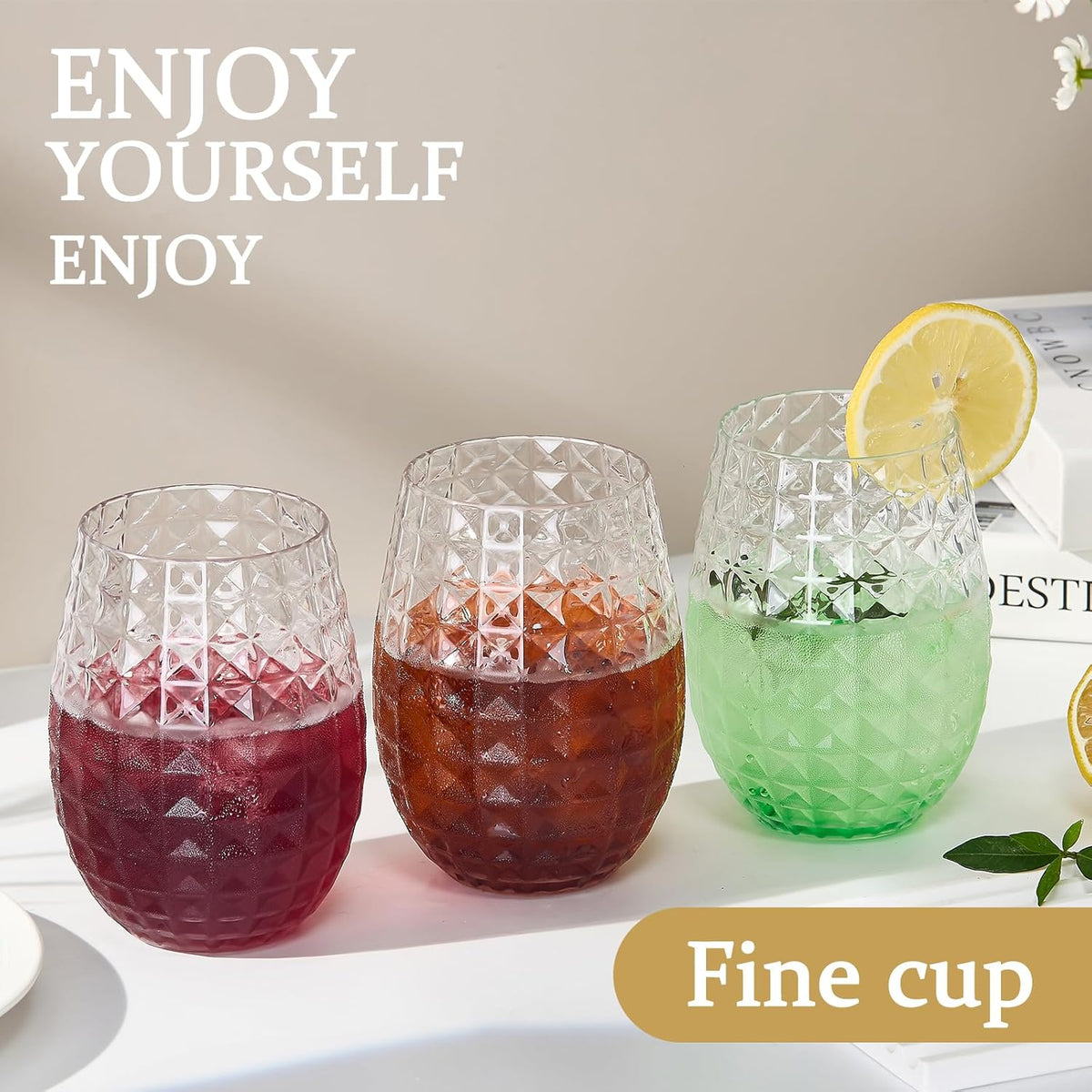 20 Pack Plastic Wine Glasses, 16Oz Disposable Wine Glasses Unbreakable Clear Plastic Cocktail
