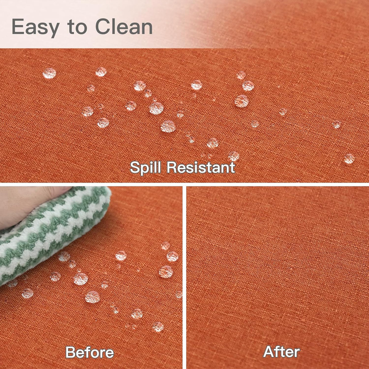 maxmill Linen Textured Rectangle Tablecloth Water Resistant Wrinkle Free Spillproof, Soft Fall