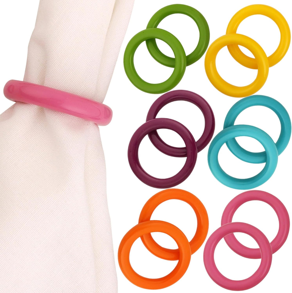 Napkin Rings Set of 12 - Epoxy Resin Napkin Holder Cuffs for Dinner Table Décor - Farmhouse Modern