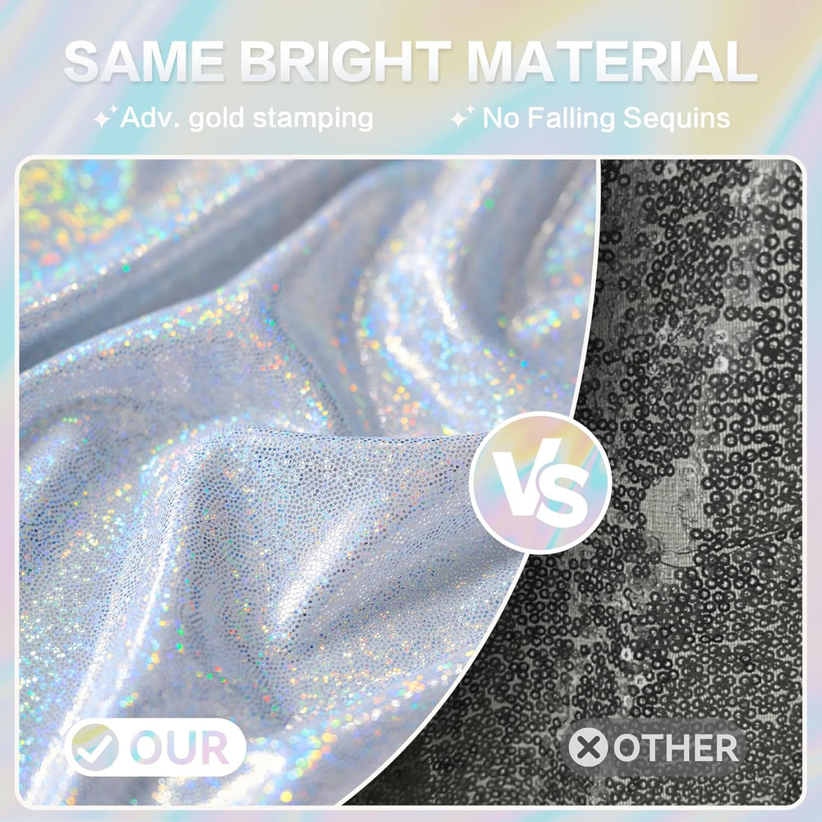 gogoparti 20x10FT Laser Silver Sequin Backdrop Curtain - 4 Panels of 5x10FT Wrinkle-Free Glitter