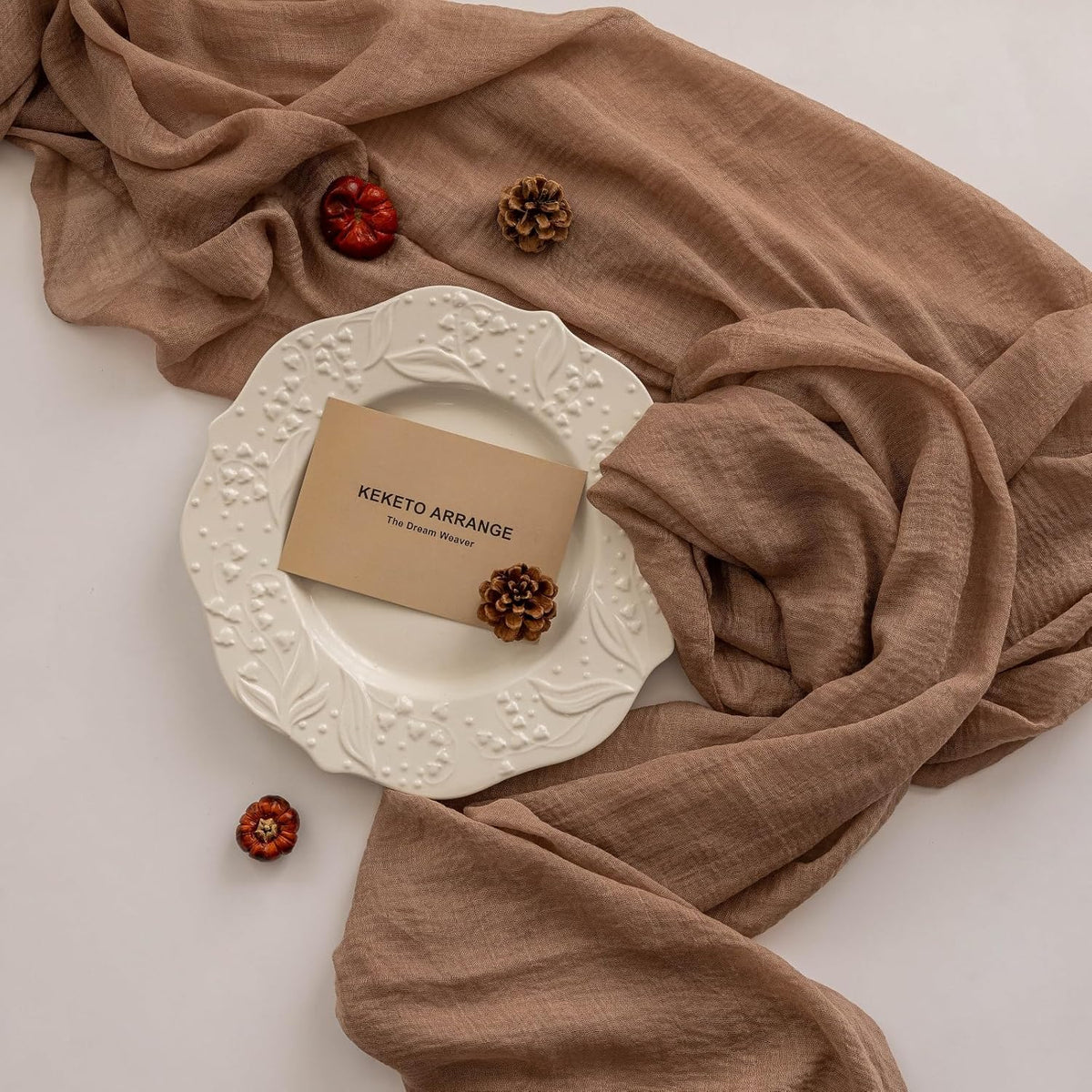 3pcs Nude Gauze Rustic Cheesecloth Table Runner 120 Inch 10 FT for Wedding Baby Shower Bridal