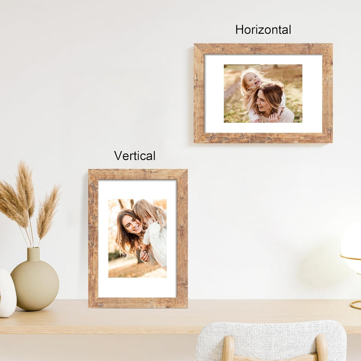 8x12 Picture Frame Set of 4 with High Definition Real Glass, Display 6x8 Pictures with Mat or 8 x