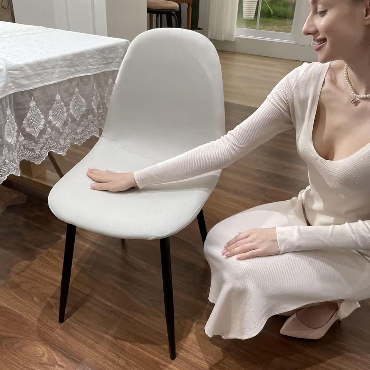 Homy Casa Dining Chairs Set of 4, Mid Century Modern Style Chairs Armless Accent Side Chairs for