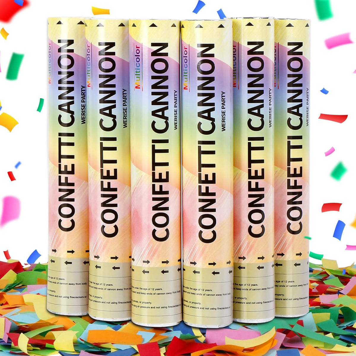 Biodegradable Confetti Poppers Cannon, 6 Pack WERISE Party Multicolor Party Poppers Confetti