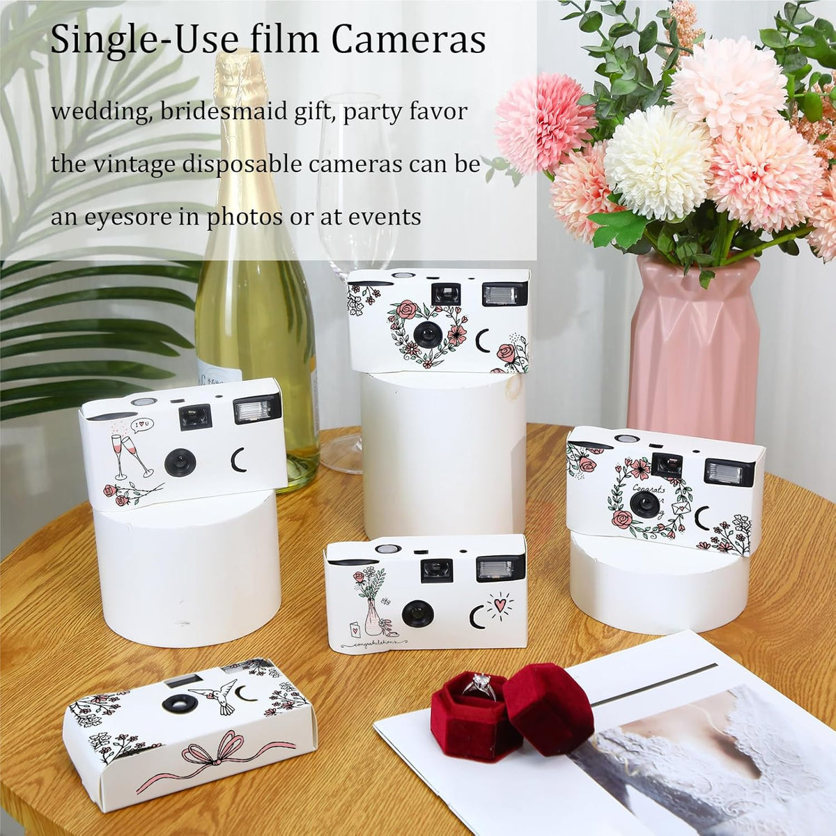 Kanayu 14 Packs DIY Disposable Cameras Bulk, White Single Use Camera with 35mm Iso 400 Film Bright