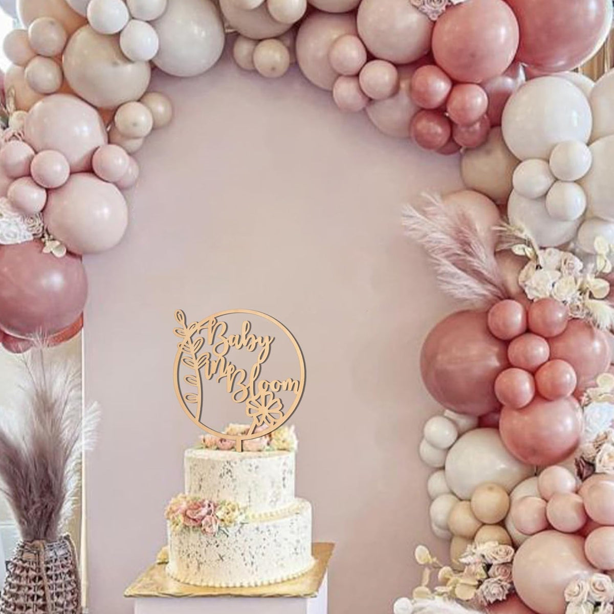Baby In Bloom Cake Topper - Baby Shower Party Supplies,Pregnancy Reveal Cake Topper,Gender Reveal