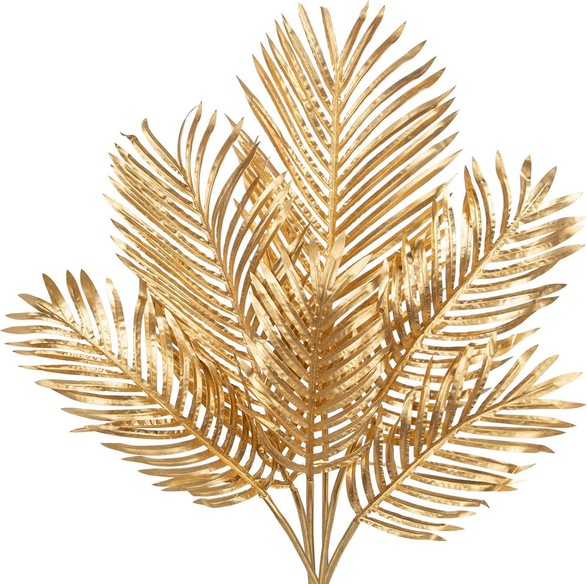 DILATATA Large Faux Gold Palm Leaves – Artificial Tropical Areca Palm Fronds for Floral