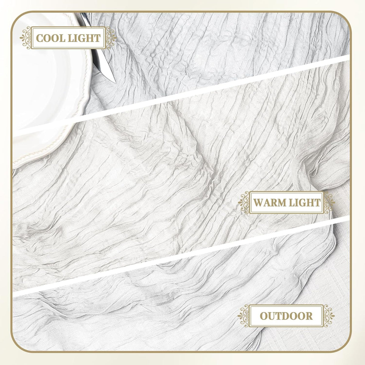 Le courant 12pcs 10Ft Cheesecloth Table Runner, Rustic Boho Gauze Cheese Cloth Runner Table Runner