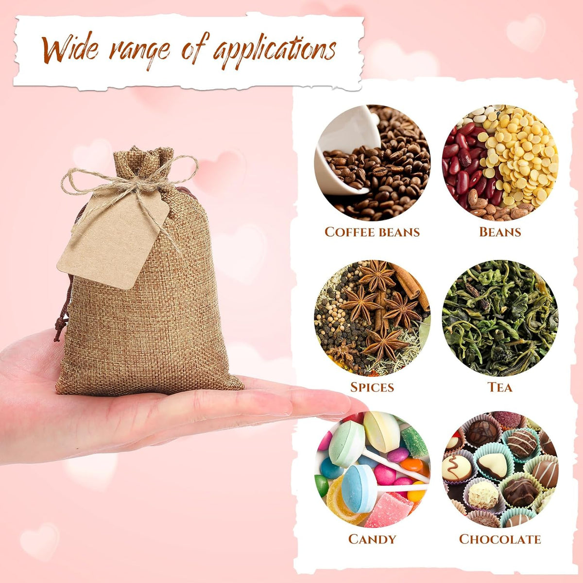Woanger 100 Pcs Burlap Gift Bags with 100 Pcs Kraft Paper Gift Tags with Drawstring Favor Bulk