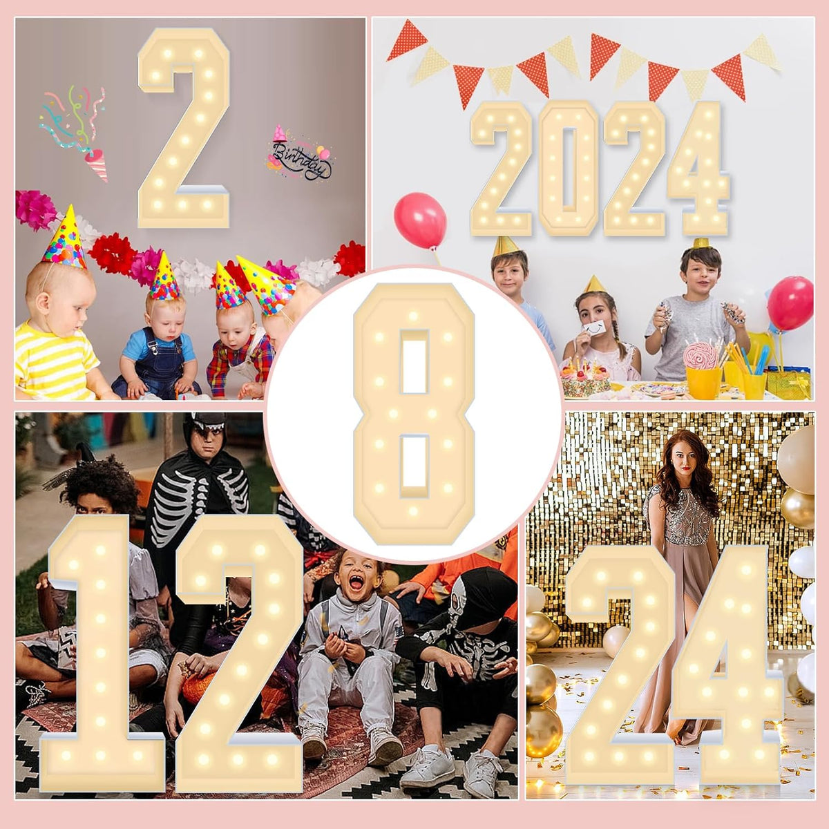 4FT Plastic Marquee Numbers 8 - Light up Numbers Are Made from Corrugated Plastic Board - Quick