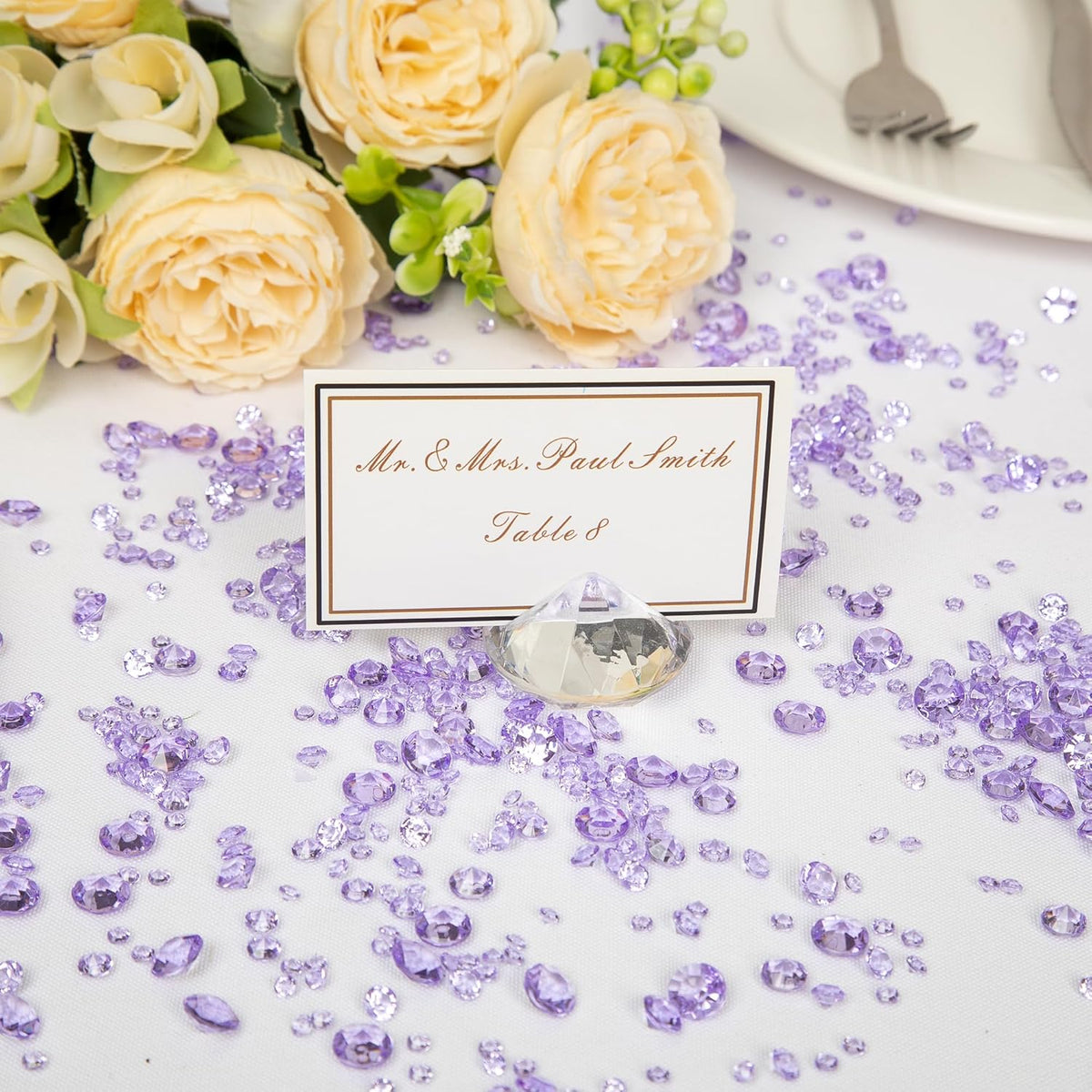 Vase Fillers for Centerpieces Home Deco,8700 Pieces Purple Diamond Table Confetti,Fake Plastic Gems