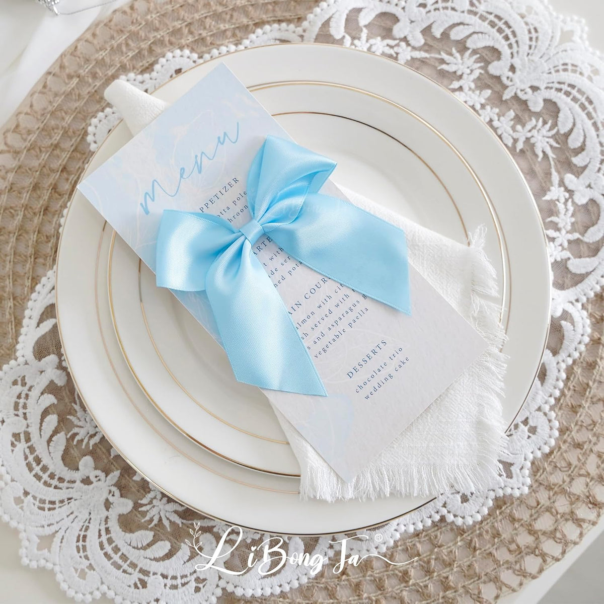 4.5" Satin Ribbon Blue Bows for Gift Wrapping, Twist Tie Bows, Cute Bows for Crafts, Party Favors