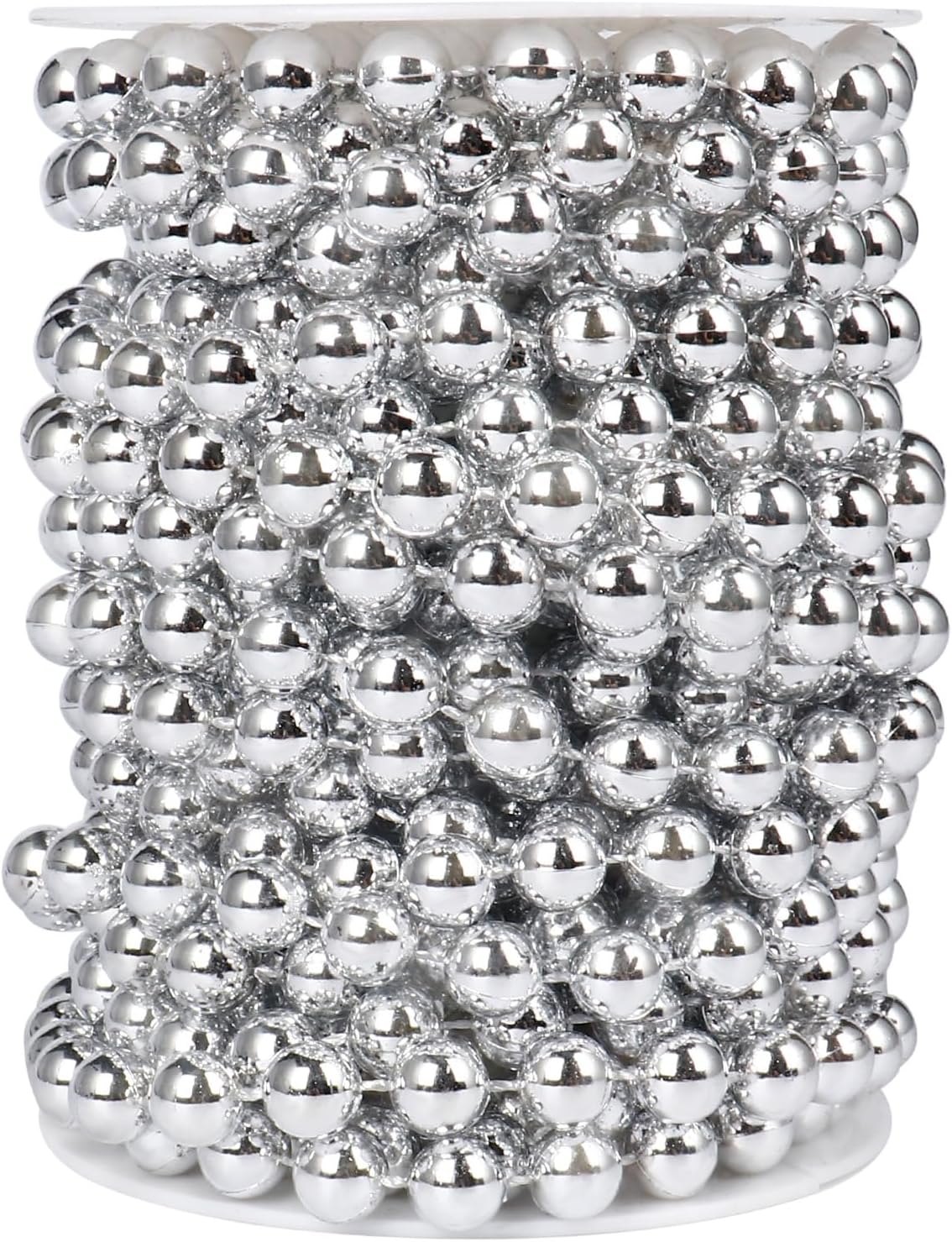 [33 Feet] Silver Pearl Beads Garland, 10MM 11 Yards Silver Faux Pearl Beads String Roll Bulk for