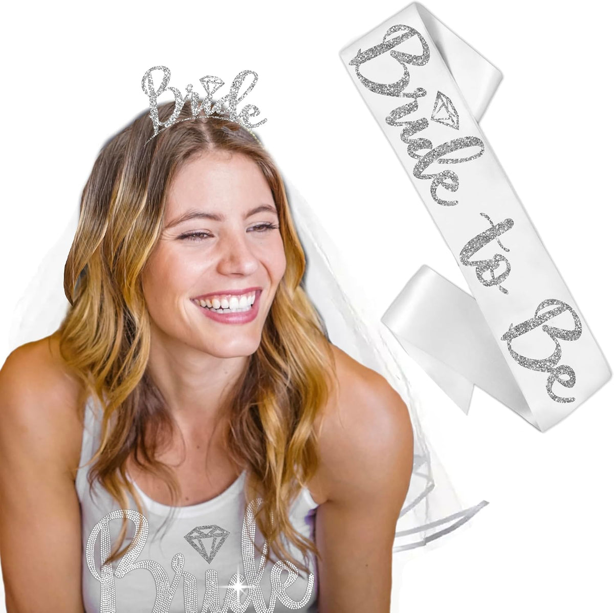Bride Sash and Veil - BRIDAL GRADE SATIN Bride to Be Sash - Bachelorette Party Outfit - Bridal