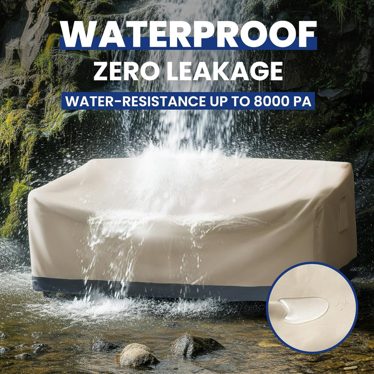 Extra Heavy Duty Outdoor Couch Cover Waterproof Up to 8000pa, Large 3-Seater Patio Sofa Cover, Lawn