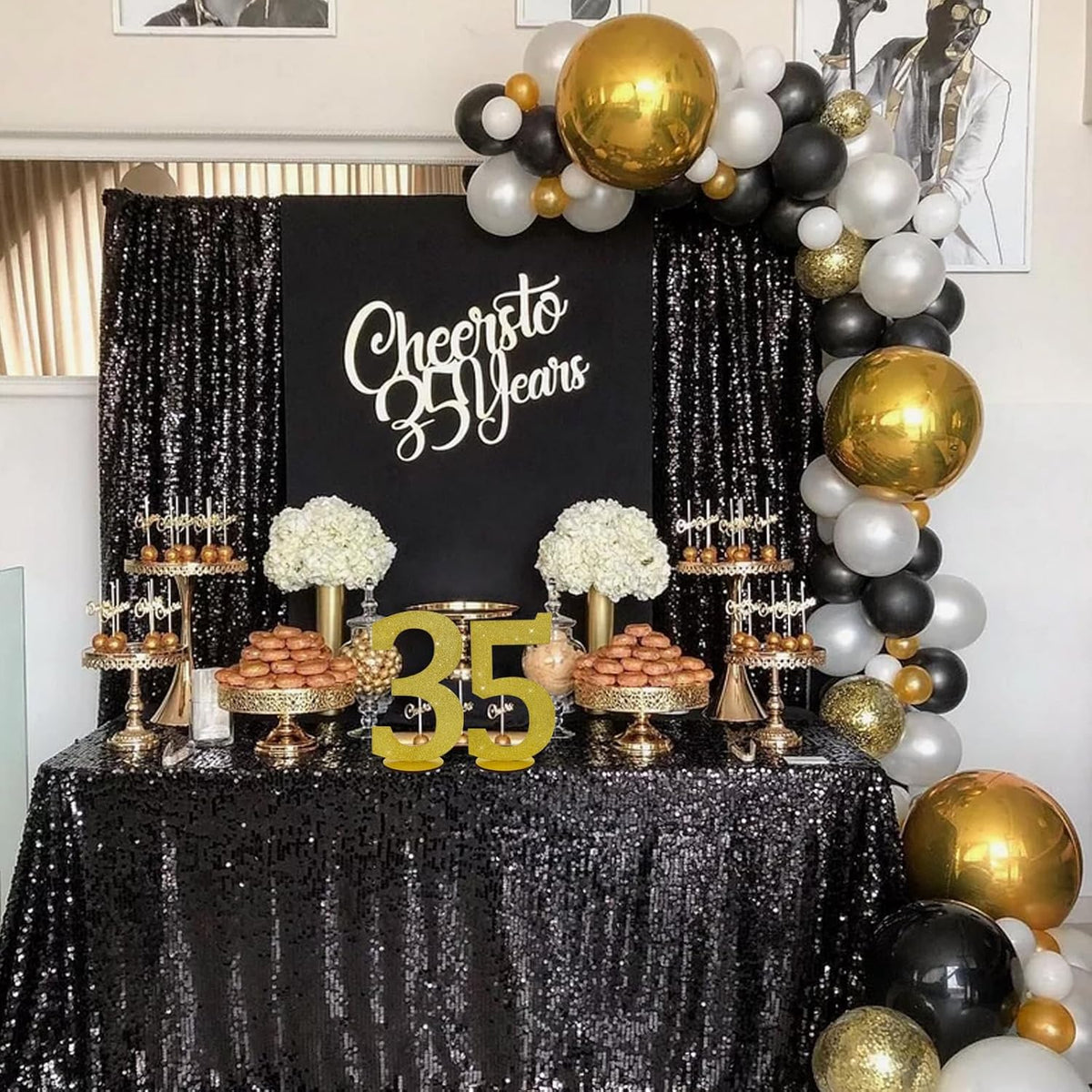 TONIFUL 11.8 Inch Gold Glitter Numbers Table Centerpieces 0-9 Birthday Party Decorations,Shining