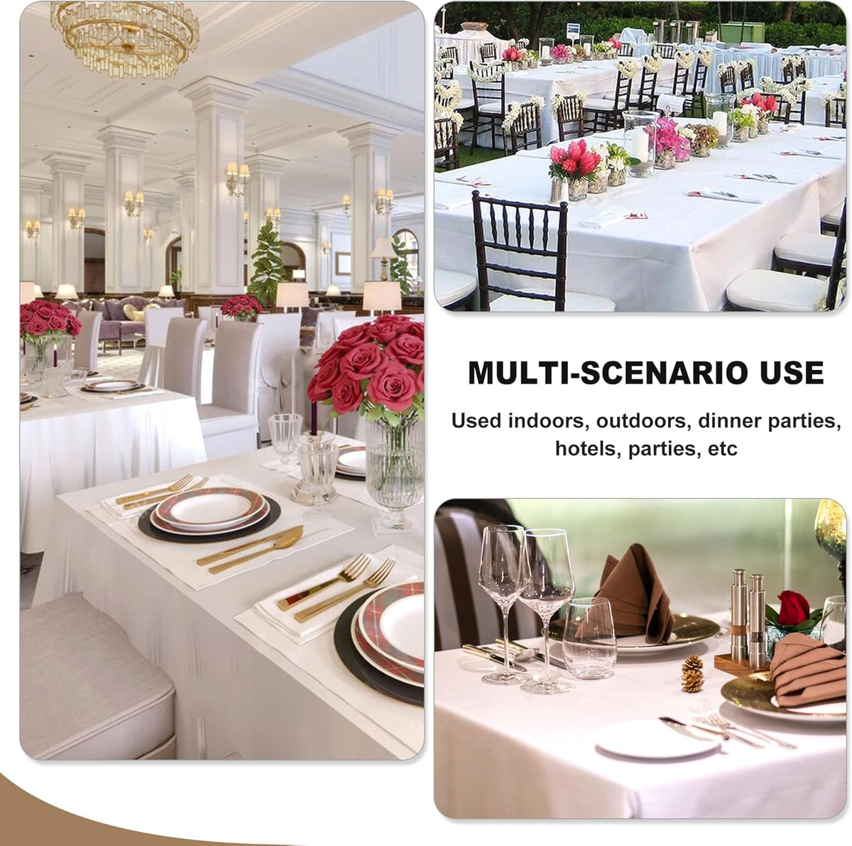 Fitable Black Tableclothes for Rectangle Tables, 6 Pack - 90 x 156 Inch - Reusable and Elegant