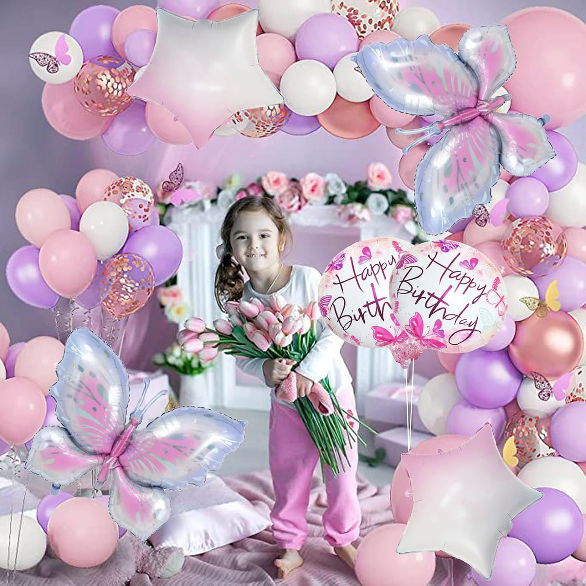 Butterfly Birthday Party Decorations Butterfly Foil Balloons for Kids Birthday Party Decoration
