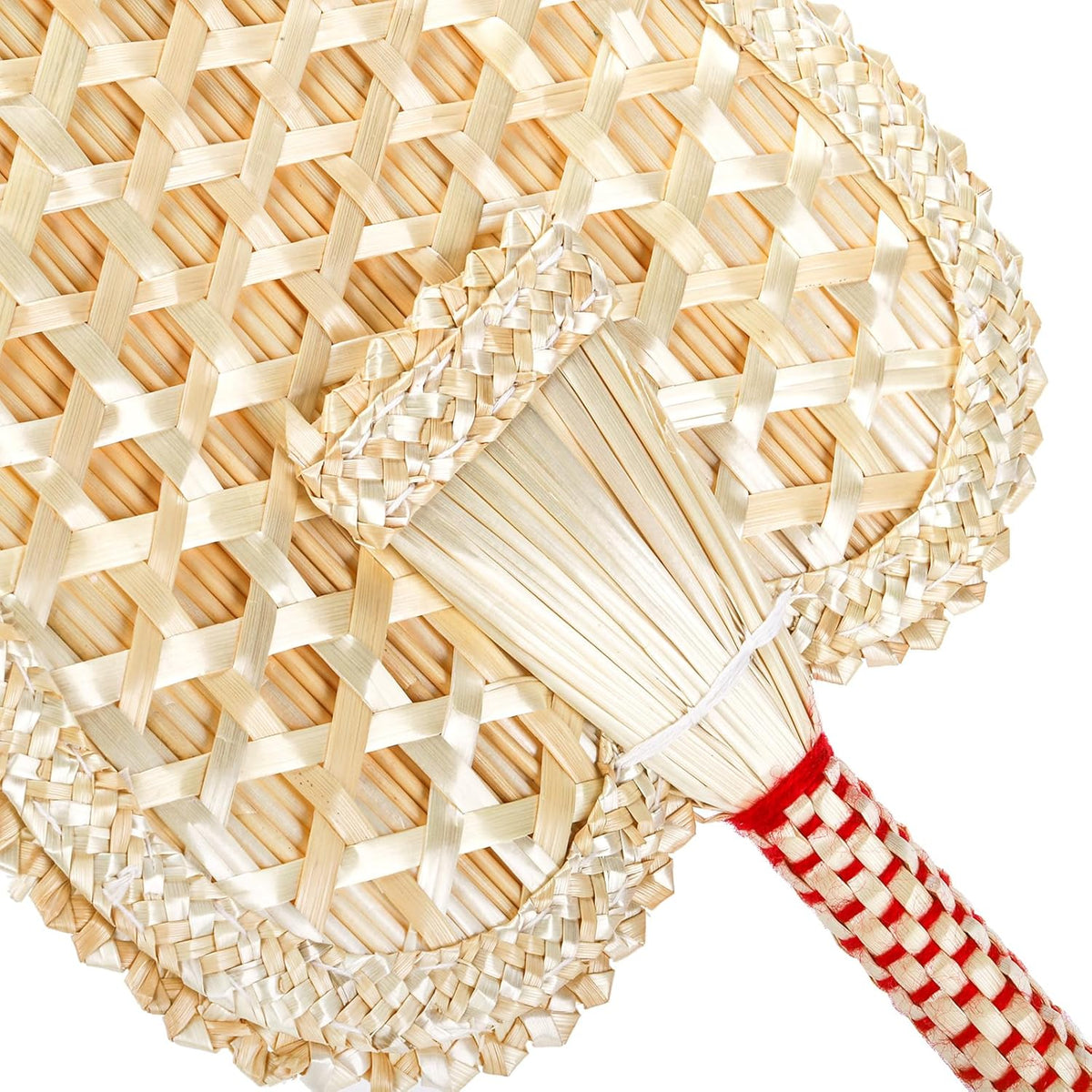 Goaste 2 Packs Hand Woven Fan, Handheld Wheat Straw Fans, Rustic Chinese Manual Fan for Summer