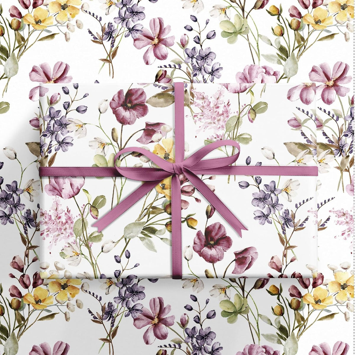 RUSPEPA Floral Wrapping Paper Roll Women Girls, Mini Roll, Watercolor Wild Flower with Delicate