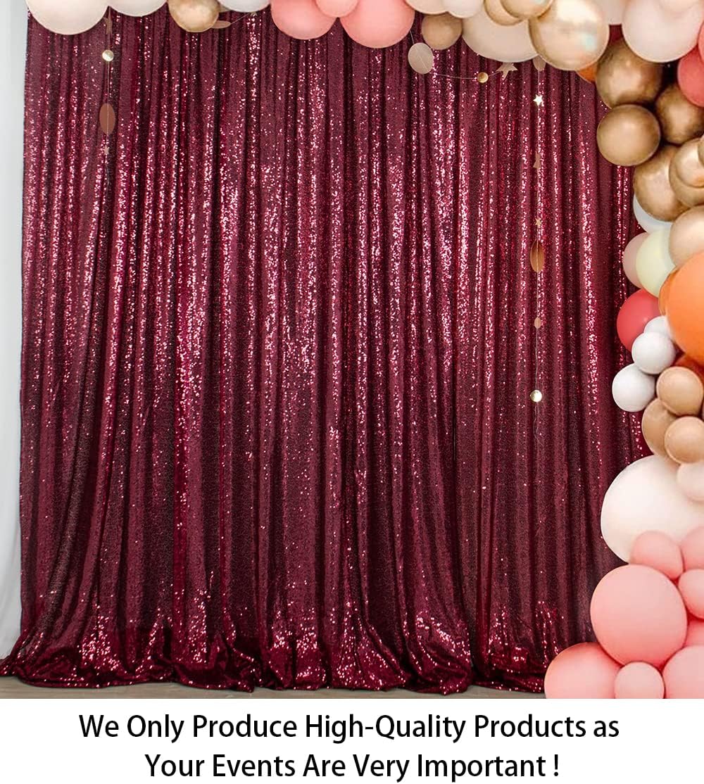 ShinyBeauty Sequin Backdrop-Curtain-5FTx10FT-Burgundy-Sequin Fabric Photo Booth Backdrops 10FT