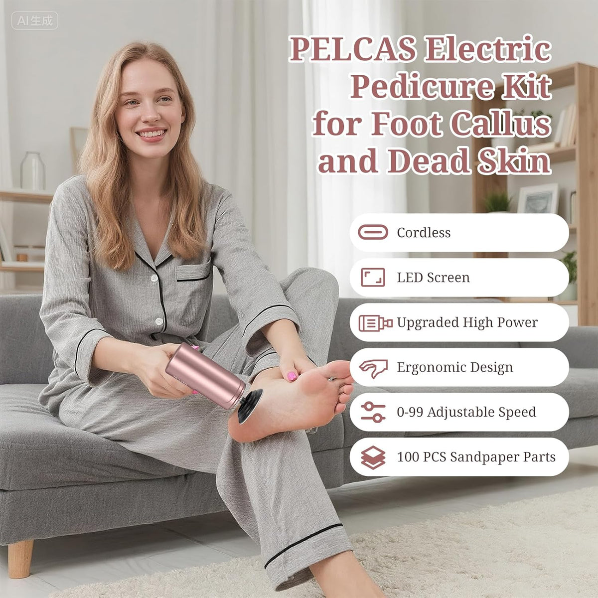 PELCAS Electric Foot Callus Remover with LED Screen, 2 in 1 Manicure & Pedicure Kit, Upgraded