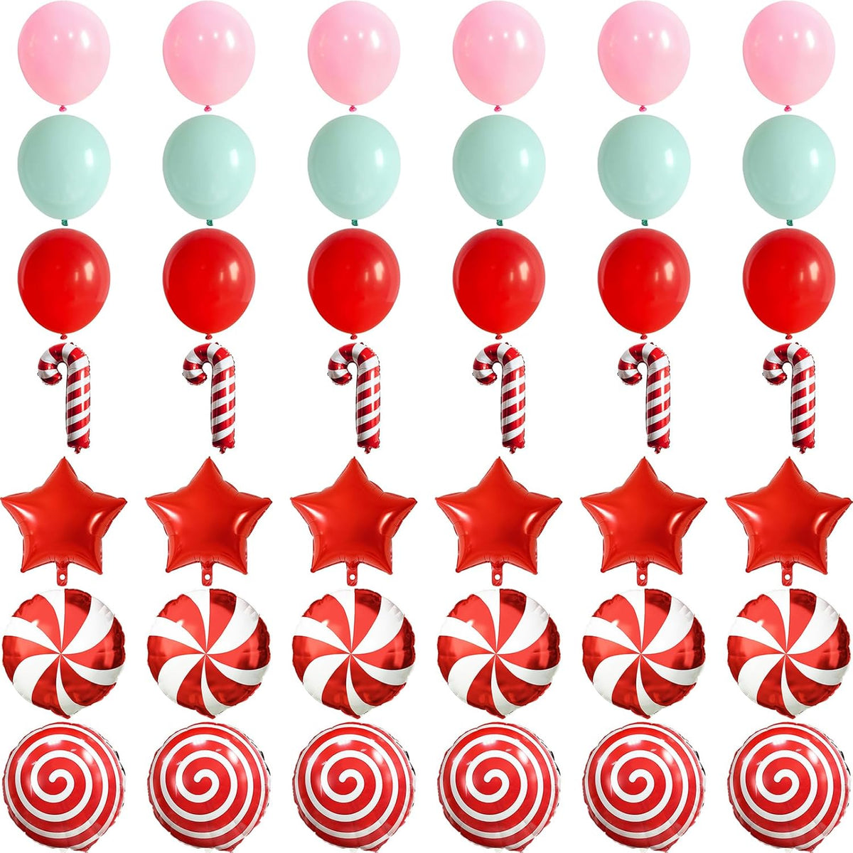Christmas Balloons Set Pink Green Red Windmill Canes Foil Balloons for Merry Christmas Holiday