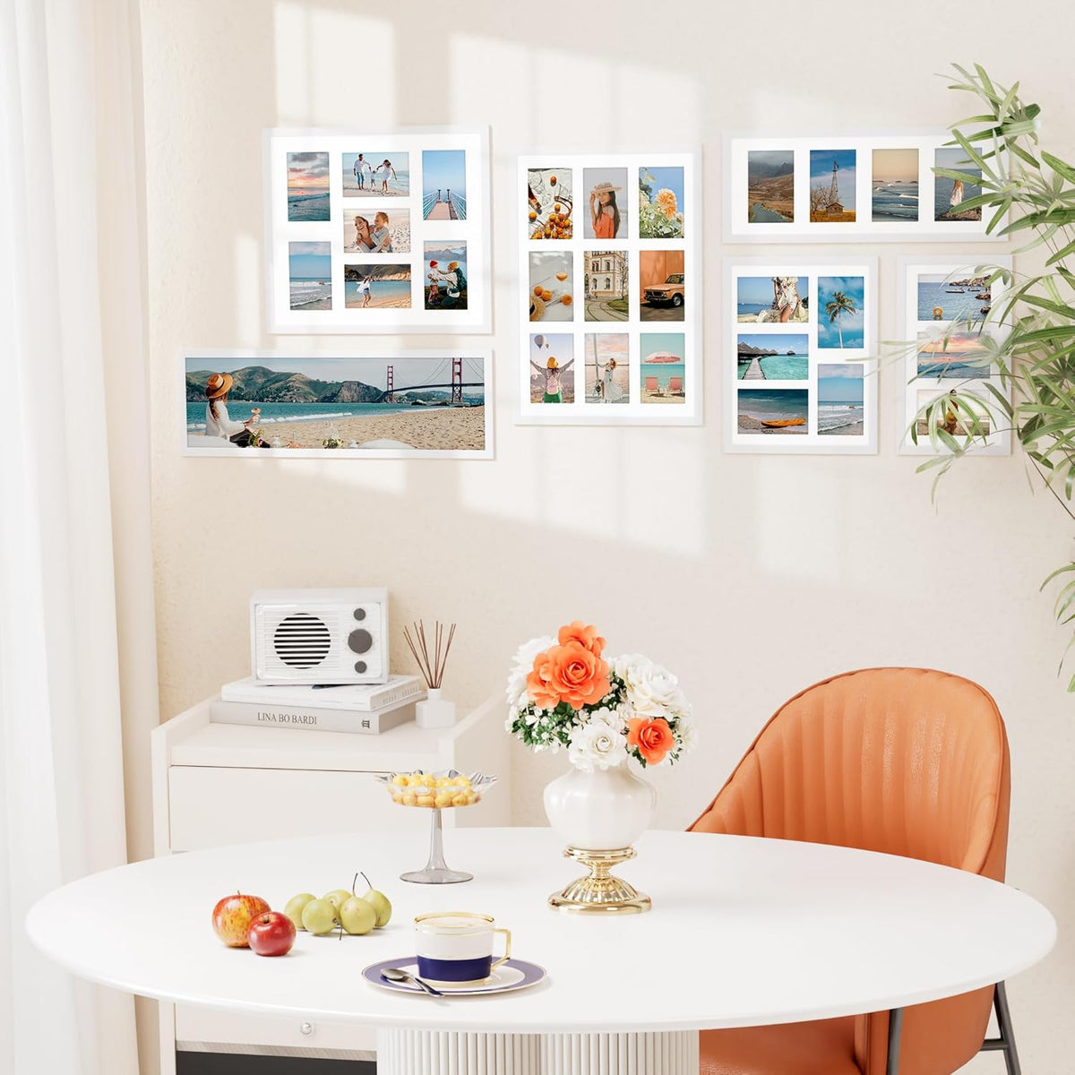 Vittanly 8x20 Collage Picture Frame, Displays 4Pcs 4x6 Pictures with Mat, Picture Frames Collage